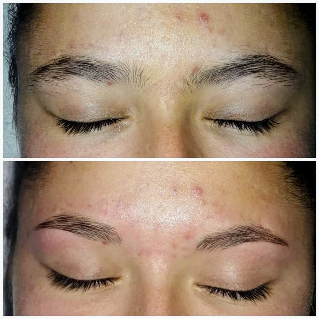Brow shaping before and after by Rochelle